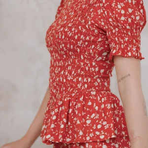 Zoella Peplum Top - Red Floral(XXS)